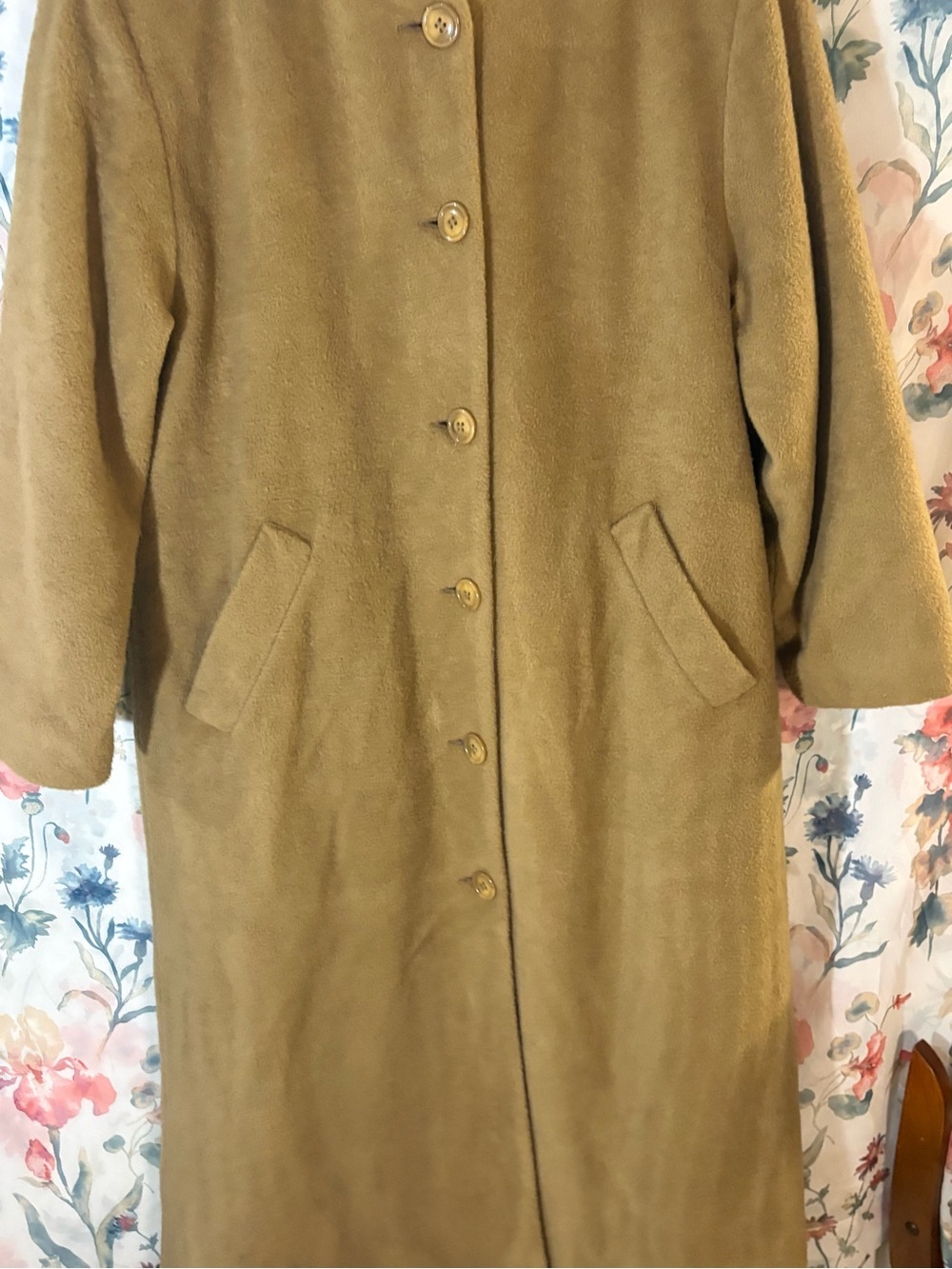 Vintage L.L. Bean Camel Hooded Button-Front Coat - Picture 3 of 8